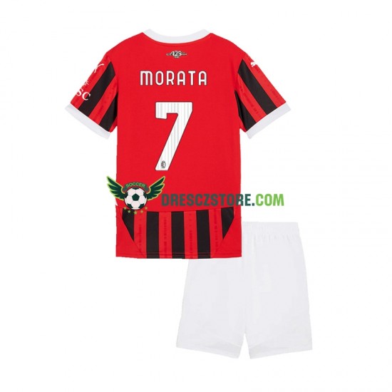 AC Milán Alvaro Morata 7 Domácí Dres 2024-2025 Krátký rukáv Děti Fotbalové Dresy
