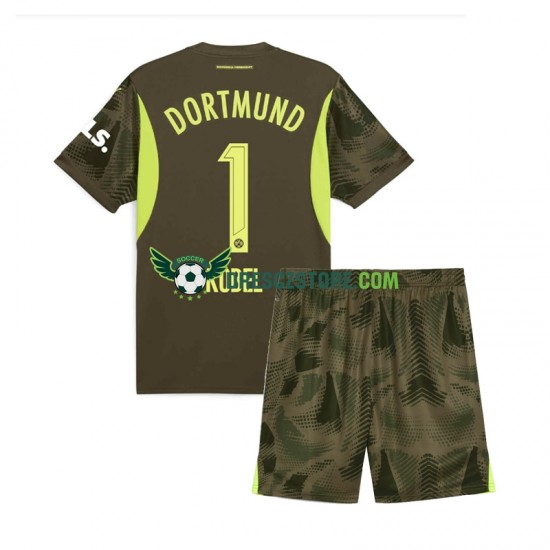 Borussia Dortmund Gregor Kobel 1 Brankářské Venkovní Dres 2024-2025 Krátký rukáv Děti Fotbalové Dresy