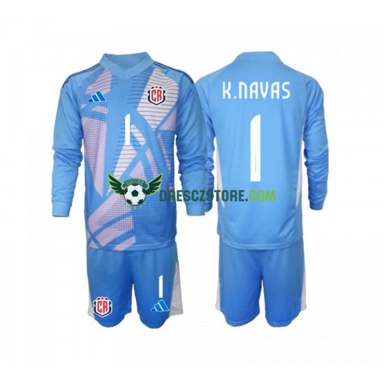 Kostarika Keylor Navas 1 Brankářské Domácí Dres 2024 Dlouhý rukáv Děti Fotbalové Dresy