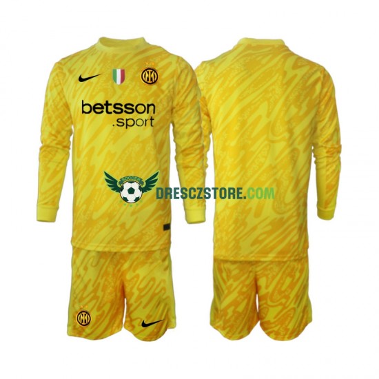 Inter Milán Brankářské Venkovní Dres 2024-2025 Dlouhý rukáv Děti Fotbalové Dresy