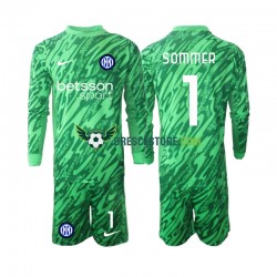 Inter Milán Yann Sommer 1 Brankářské Domácí Dres 2024-2025 Dlouhý rukáv Děti Fotbalové Dresy