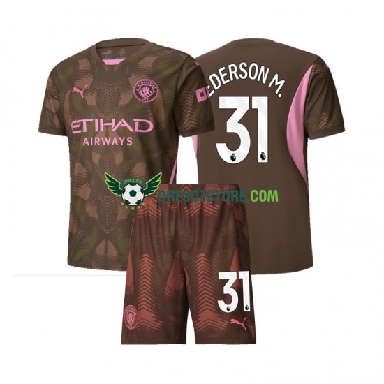 Manchester City Ederson M 31 Brankářské Domácí Dres 2024-2025 Krátký rukáv Děti Fotbalové Dresy