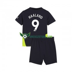 Manchester City Haaland 9 Venkovní Dres 2024-2025 Krátký rukáv Děti Fotbalové Dresy