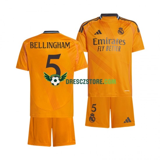 Real Madrid BELLINGHAM 5 Venkovní Dres 2024-2025 Krátký rukáv Děti Fotbalové Dresy