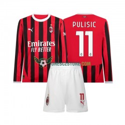 AC Milán Christian Pulisic 11 Domácí Dres 2024-2025 Dlouhý rukáv Děti Fotbalové Dresy