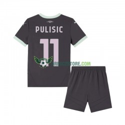 AC Milán Pulisic 11 Alternativní Dres 2024-2025 Krátký rukáv Děti Fotbalové Dresy