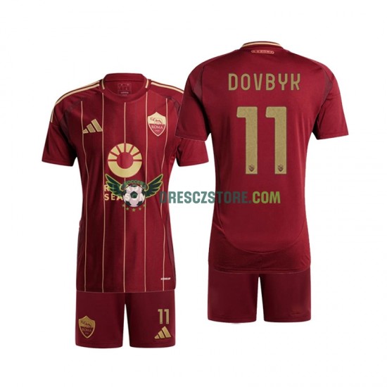 AS Řím Artem Dovbyk 11 Domácí Dres 2024-2025 Krátký rukáv Děti Fotbalové Dresy