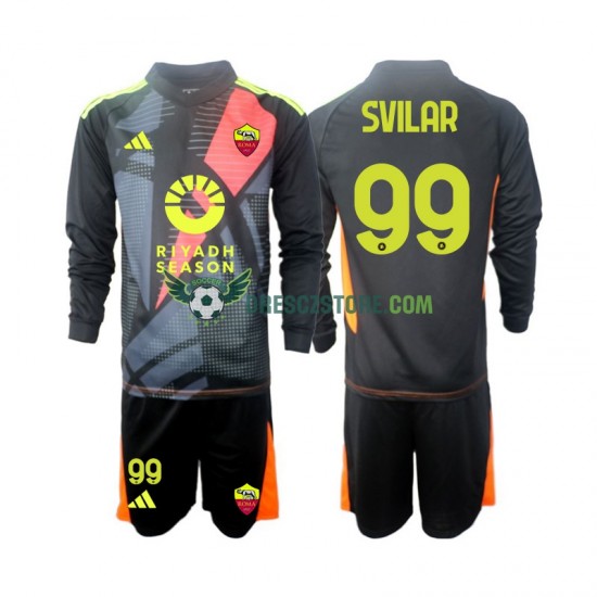 AS Řím Mile Svilar 99 Brankářské Domácí Dres 2024-2025 Dlouhý rukáv Děti Fotbalové Dresy