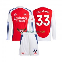 Arsenal Riccardo Calafiori 33 Domácí Dres 2024-2025 Dlouhý rukáv Děti Fotbalové Dresy