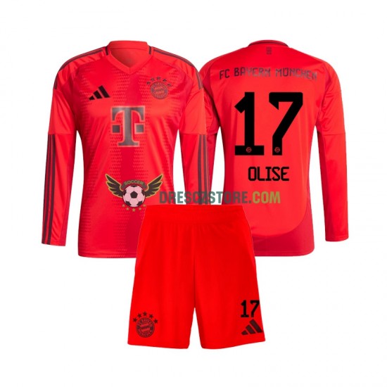 FC Bayern Mnichov Michael Olise 17 Domácí Dres 2024-2025 Dlouhý rukáv Děti Fotbalové Dresy