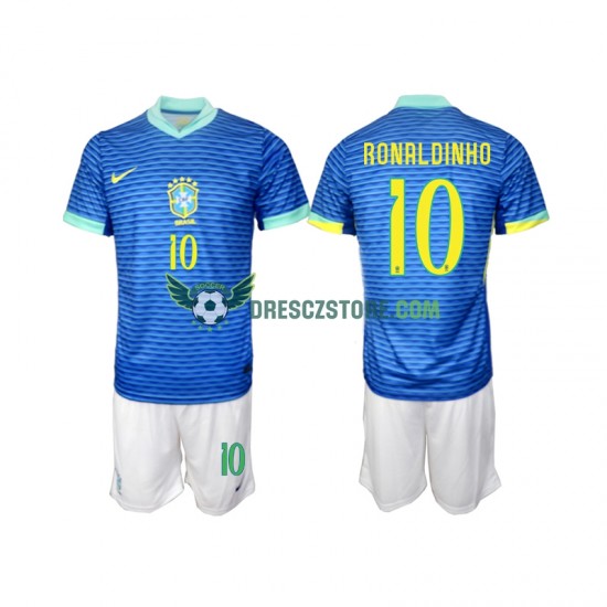 Brazílie Ronaldinho 10 Venkovní Dres 2024 Krátký rukáv Děti Fotbalové Dresy