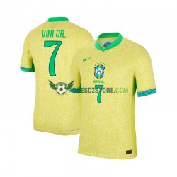 Brazílie VINI JR 7 Domácí Dres 2024 Krátký rukáv Muže Fotbalové Dresy
