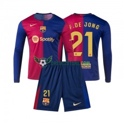 FC Barcelona Frenkie de Jong 21 Domácí Dres 2024-2025 Dlouhý rukáv Děti Fotbalové Dresy