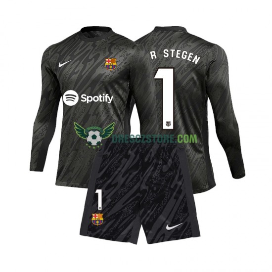 FC Barcelona Ter Stegen 1 Brankářské Alternativní Dres 2024-2025 Dlouhý rukáv Děti Fotbalové Dresy