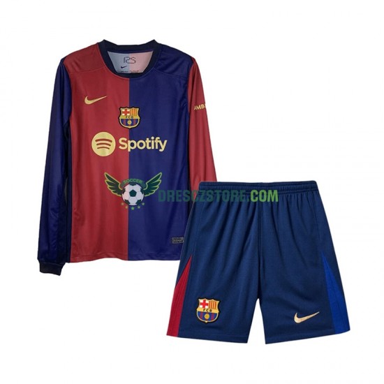 FC Barcelona Domácí Dres 2024-2025 Dlouhý rukáv Děti Fotbalové Dresy