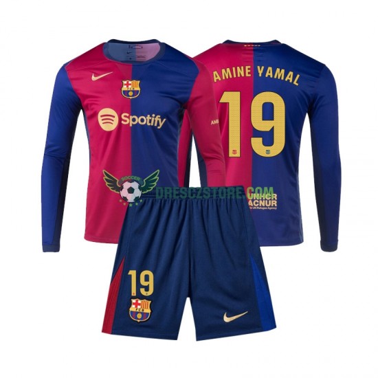 FC Barcelona Lamine Yamal 19 Domácí Dres 2024-2025 Dlouhý rukáv Děti Fotbalové Dresy