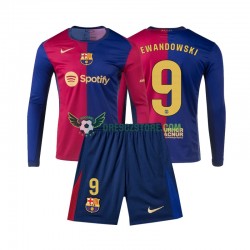 FC Barcelona Lewandowski 9 Domácí Dres 2024-2025 Dlouhý rukáv Děti Fotbalové Dresy