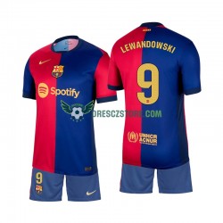 FC Barcelona Lewandowski 9 Domácí Dres 2024-2025 Krátký rukáv Děti Fotbalové Dresy