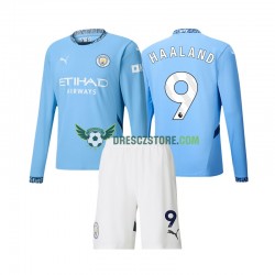 Manchester City Erling Haaland 9 Domácí Dres 2024-2025 Dlouhý rukáv Děti Fotbalové Dresy
