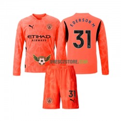 Manchester City Ederson Moraes 31 Brankářské Venkovní Dres 2024-2025 Dlouhý rukáv Děti Fotbalové Dresy