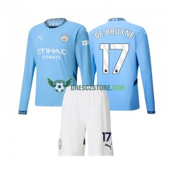 Manchester City Kevin De Bruyne 17 Domácí Dres 2024-2025 Dlouhý rukáv Děti Fotbalové Dresy