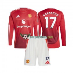 Manchester United Alejandro Garnacho 17 Domácí Dres 2024-2025 Dlouhý rukáv Děti Fotbalové Dresy