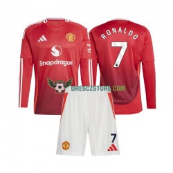 Manchester United Cristiano Ronaldo 7 Domácí Dres 2024-2025 Dlouhý rukáv Děti Fotbalové Dresy