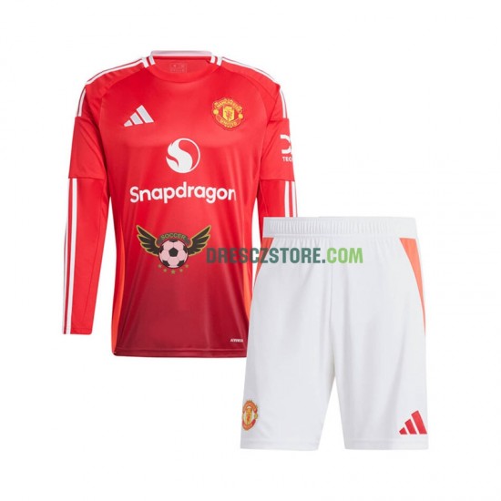 Manchester United Domácí Dres 2024-2025 Dlouhý rukáv Děti Fotbalové Dresy