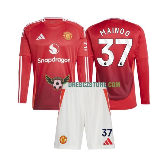 Manchester United Kobbie Mainoo 37 Domácí Dres 2024-2025 Dlouhý rukáv Děti Fotbalové Dresy