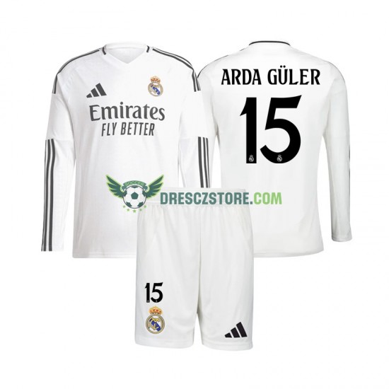 Real Madrid Arda Guler 15 Domácí Dres 2024-2025 Dlouhý rukáv Děti Fotbalové Dresy