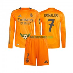 Real Madrid Cristiano Ronaldo 7 Venkovní Dres 2024-2025 Dlouhý rukáv Děti Fotbalové Dresy