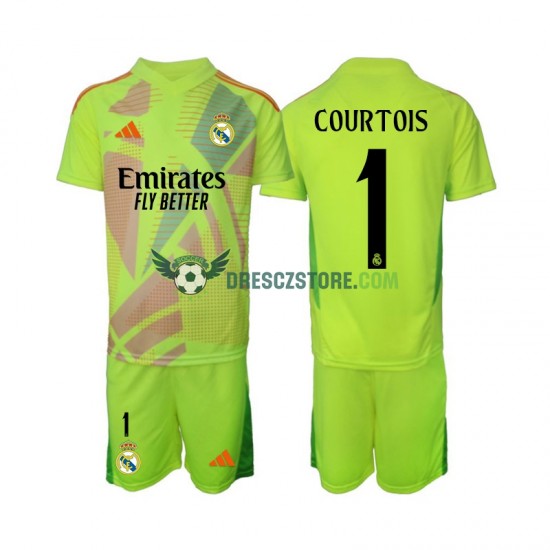 Real Madrid COURTOIS 1 Brankářské Čtvrtý Dres 2024-2025 Krátký rukáv Děti Fotbalové Dresy
