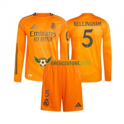 Real Madrid Jude Bellingham 5 Venkovní Dres 2024-2025 Dlouhý rukáv Děti Fotbalové Dresy