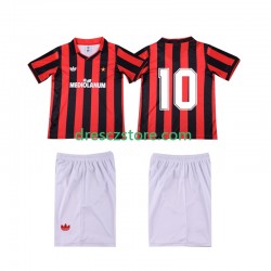 AC Milán 10 1990 1991 Retro Domácí Dres Krátký rukáv Děti Fotbalové Dresy