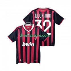 AC Milán BECKHAM 32 2009 Retro Domácí Dres 2010 Krátký rukáv Muže Fotbalové Dresy