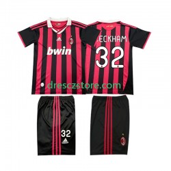 AC Milán BECKHAM 32 2009 Retro Domácí Dres 2010 Krátký rukáv Děti Fotbalové Dresy