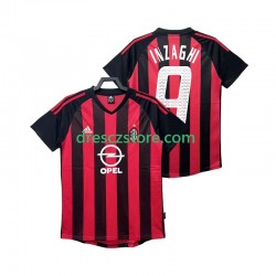 AC Milán INZAGHI 9 2003 Retro Domácí Dres 2002 Krátký rukáv Muže Fotbalové Dresy