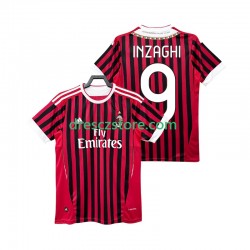 AC Milán INZAGHI 9 2012 Retro Domácí Dres 2011 Krátký rukáv Muže Fotbalové Dresy