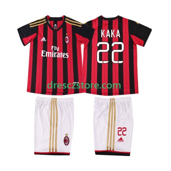 AC Milán KAKA 22 2013 2014 Retro Domácí Dres Krátký rukáv Děti Fotbalové Dresy