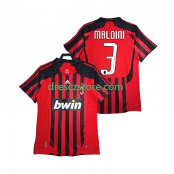 AC Milán MALDINI 3 2007 Retro Domácí Dres 2008 Krátký rukáv Muže Fotbalové Dresy