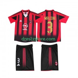 AC Milán MALDINI 3 2005 Retro Domácí Dres 2004 Krátký rukáv Děti Fotbalové Dresy