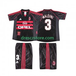 AC Milán MALDINI 3 Retro Alternativní Dres 1998 1999 Krátký rukáv Děti Fotbalové Dresy
