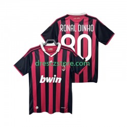 AC Milán RONALDINHO 80 2009 Retro Domácí Dres 2010 Krátký rukáv Muže Fotbalové Dresy