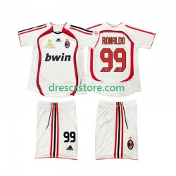 AC Milán RONALDO 9 2007 Retro Venkovní Dres 2006 Krátký rukáv Děti Fotbalové Dresy