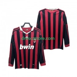 AC Milán 2009 Retro Domácí Dres 2010 Dlouhý rukáv Muže Fotbalové Dresy