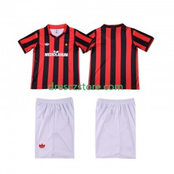 AC Milán 1990 1991 Retro Domácí Dres Krátký rukáv Děti Fotbalové Dresy