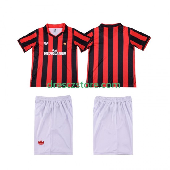 AC Milán 1990 1991 Retro Domácí Dres Krátký rukáv Děti Fotbalové Dresy