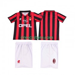 AC Milán 1996 1997 Retro Domácí Dres Krátký rukáv Děti Fotbalové Dresy