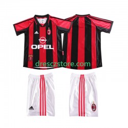 AC Milán Retro Domácí Dres 1998 1999 Krátký rukáv Děti Fotbalové Dresy