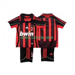 AC Milán 2007 Retro Domácí Dres 2006 Krátký rukáv Děti Fotbalové Dresy